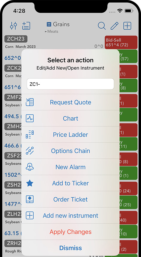QST Mobile Trading Software For iOS and Android Having High Customizability For The Data In The Quotes Monitor Screen