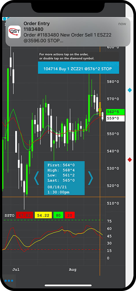 QST Mobile Trading App For iOS and Android Full Screen Real-Time Charts