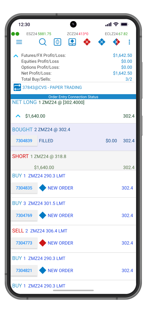 QST Mobile Trading App For iOS and Android Providing Real-time Overview on the Order Entry Portfolio, Real-time Profit And Loss Updates